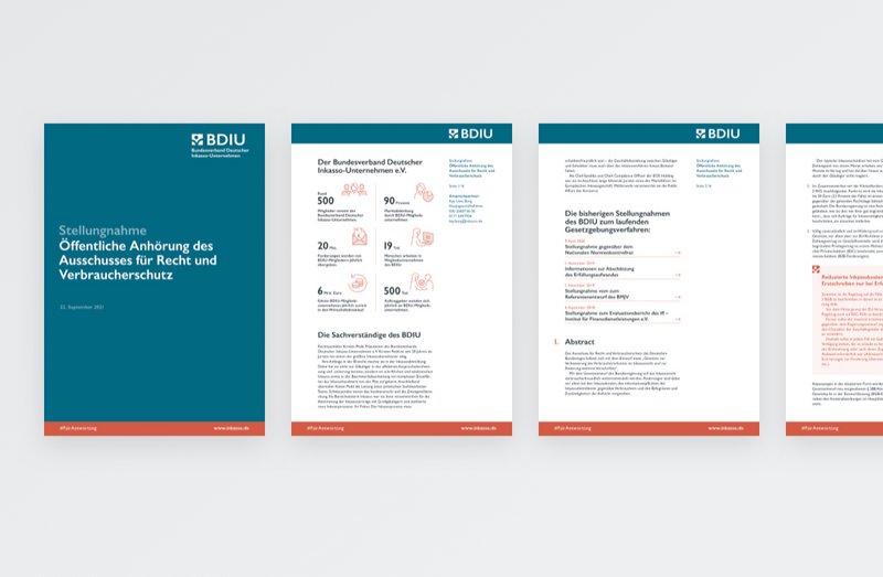 BDIU Inkasso Broschüre im Corporate Design